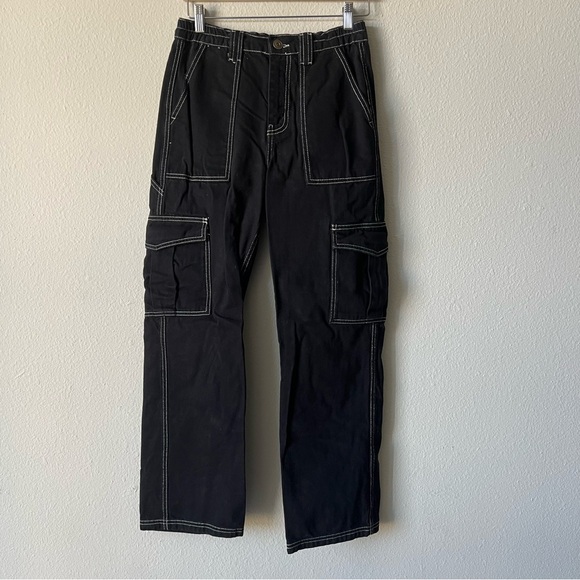 Urban Outfitters BDG Black Cargo Pants with White Stitching
